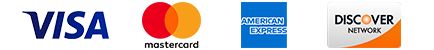 Visa, Master Card, American Express, Discover and PayPal